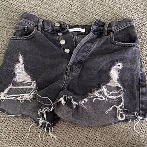 PacSun Charcoal Distressed Denim Shorts